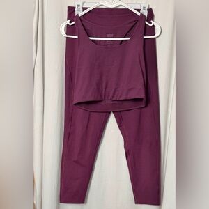 Girlfriend Collective Plum 7/8 Leggings and Sports Bra Workout Set Size Large